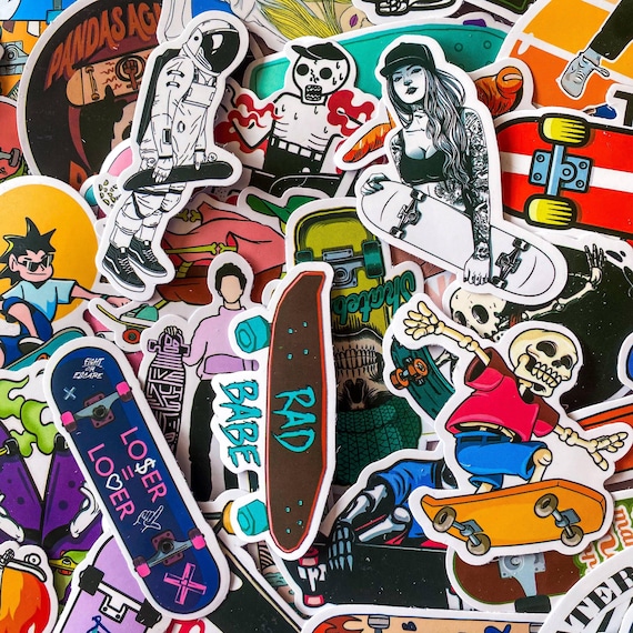 50pcs Skate Culture Stickers, Hip-hop Skater Stickers, Cool Trick