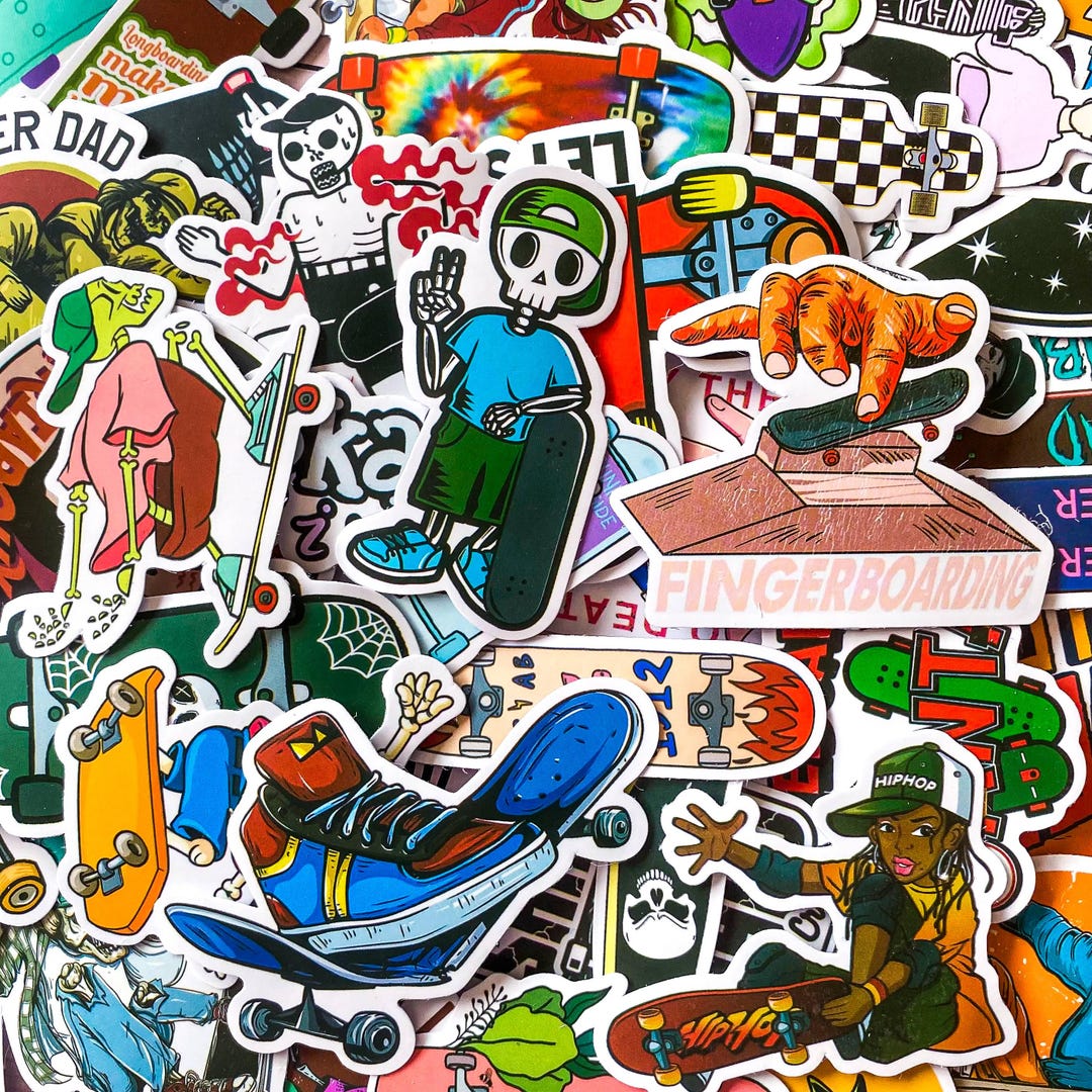 50pcs Skate Culture Stickers, Hip-hop Skater Stickers, Cool Trick