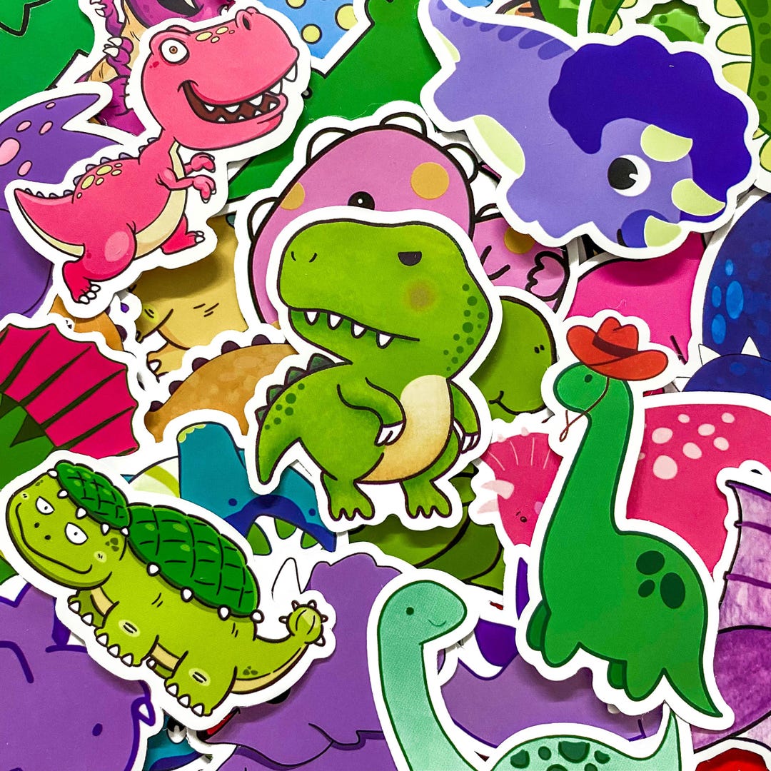 50pcs Dino Stickers,cartoon Dinosaur Stickers,funny Prehistoric ...