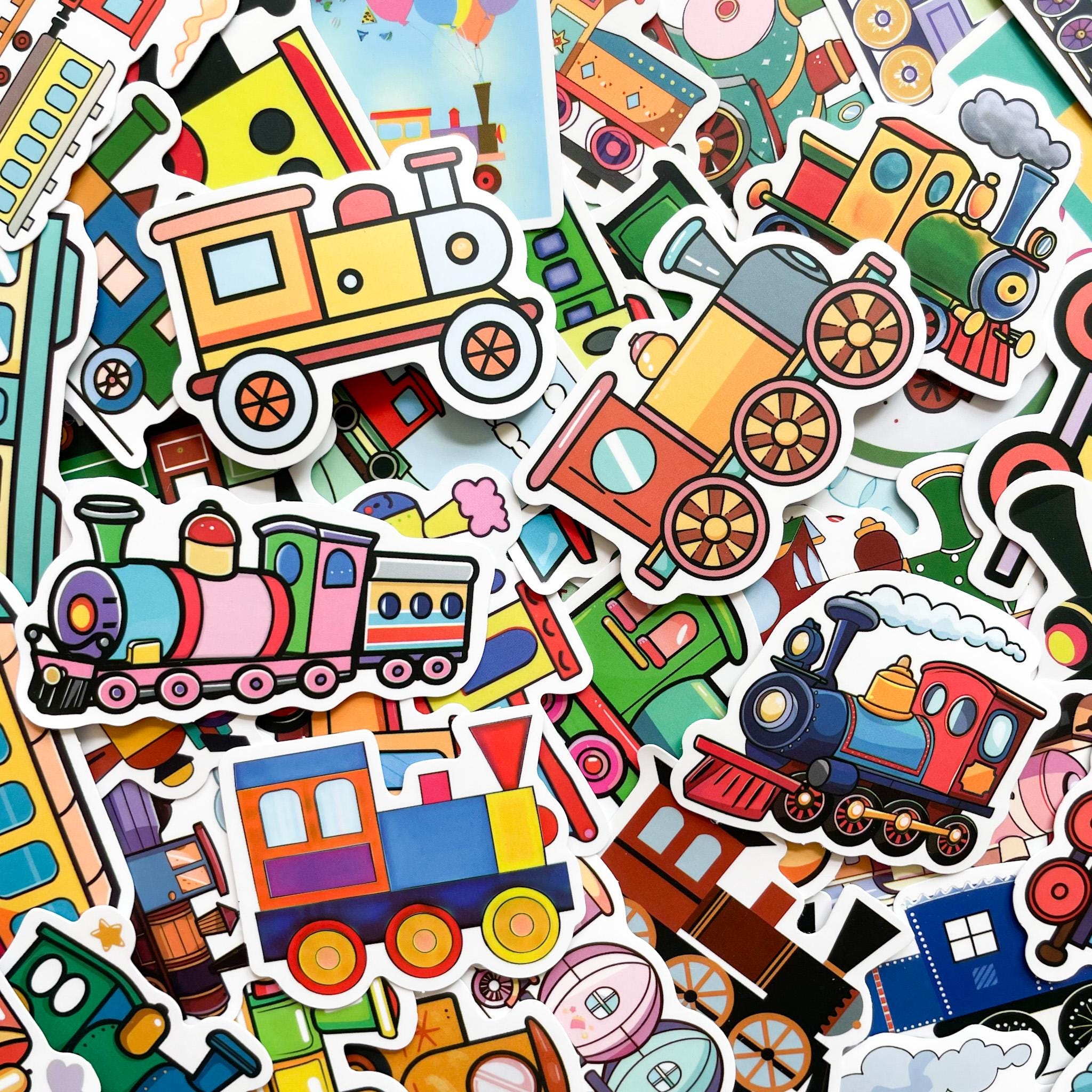 Train Sticker Design 50pcs Train Stickers,cartoon Railway Stickers,colorful Locomotive ...