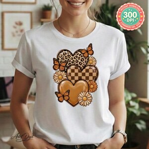 Coeur Léopard PNG, 300DPI 5000x5000px, Design Sublimation Cricut Canva, Motif Automne Boho Chic Tendance Premium, Téléchargement instantané