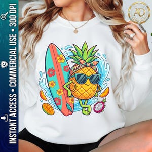 Mamá PNG, Mamá Piña PNG, Surf Tropical, Mamá Elegante, Archivo Digital de 300 DPI, Camiseta de Mamá, Vacaciones de Mamá, Regalo para Mamá, Día de la Madre