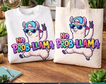 No Probllama PNG, Funny Llama, T-Shirt Llama, No Drama Llama Clipart, Instant Download 300DPI, Llama gifts, Sublimation Graphic, High res