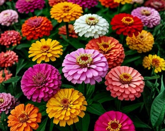 50 semillas de zinnia variadas / Flores dobles multicolor / Flores anuales de verano fáciles de cultivar