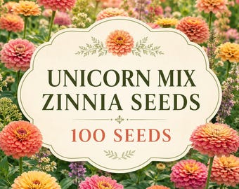 Unicorn Mix Zinnia Seeds, 100 Seeds, Colorful Zinnia Elegans Flower Mix, Cut Flower Garden, Cottage Garden Bloom Seeds