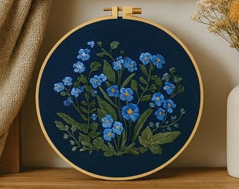 忘れな草のクロスステッチキット：初心者向け花柄DIY刺繍 - Etsy 日本