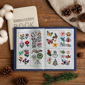 Stickereimuster-Buch, Anfänger-Stickerei-Kit mit bunten Mustern, DIY Handarbeitsgeschenk