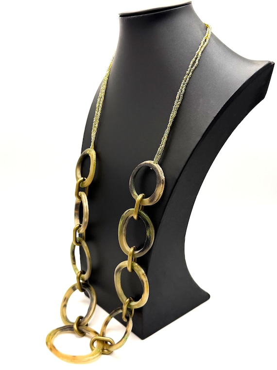 Green Tortoiseshell Effect Large Ring Necklace – … - image 5