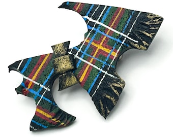 Vintage Scottish Terrier Brooch Hand Painted Tartan Scottie Dog Pin
