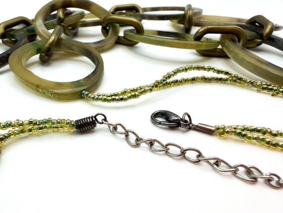 Green Tortoiseshell Effect Large Ring Necklace – … - image 8