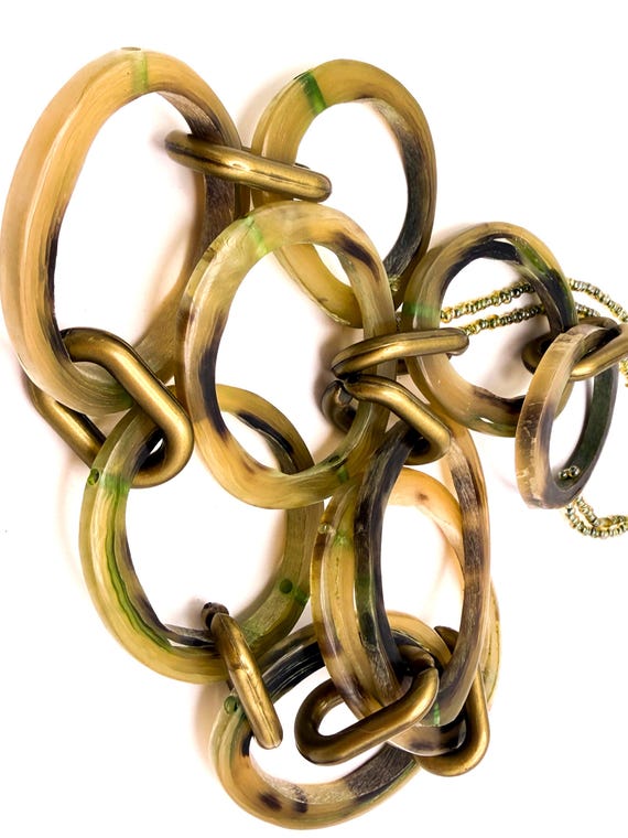 Green Tortoiseshell Effect Large Ring Necklace – … - image 3