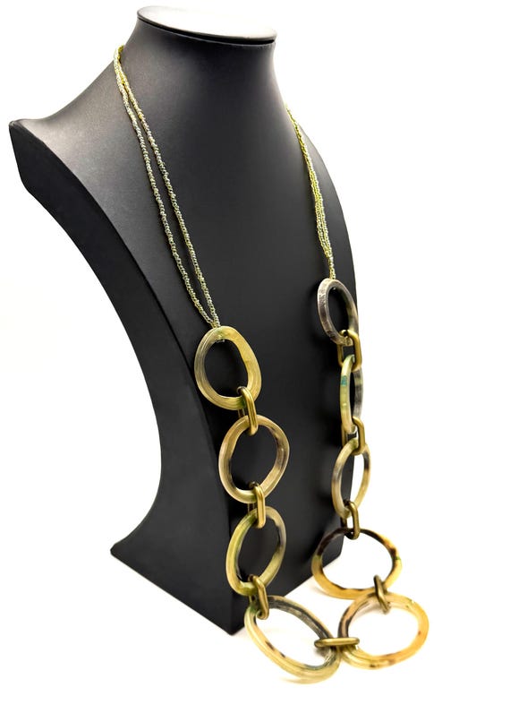 Green Tortoiseshell Effect Large Ring Necklace – … - image 7