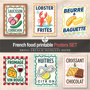 Kitchen Poster food, kitchen art printable, Food retro posters, Posters french kitchen, Cuisine french quote, Decor Vintage Paris