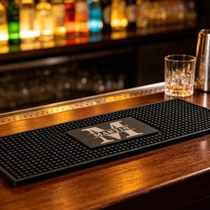Tapete de bar personalizado Tapete de bar de whisky personalizado con nombre Regalo para papá o esposo Decoración de bar en casa