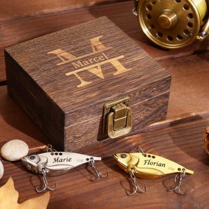 Engraved Fishing Lure Gift Set with Custom Box, Personalized Keepsake for Dad or Fisherman