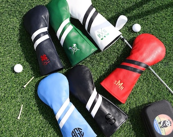Custom Golf Headcover with Initials • PU Leather Golf Club Cover • Personalized Gift for Golfers