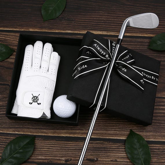 Custom Golf Glove with Personalized Initials, Breathable PU Leather Glove for Men & Women Gift