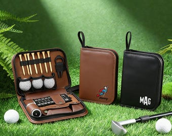 Personalized PU Leather Golf Bag Case | Golf Organizer Gift for Dad or Husband, Father's Day Gift