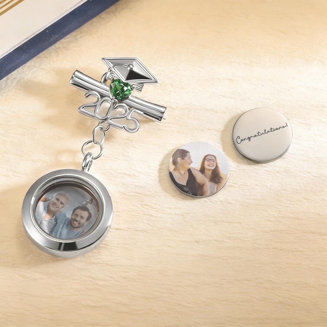 Graduation Brooches Personalized 2026 Graduation Photo Brooch,custom Birthstone & Engraved ...