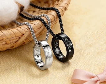 Collier bague pour couple personnalisé | Prénoms personnalisés et gravure | Cadeau d'anniversaire pour lui/elle
