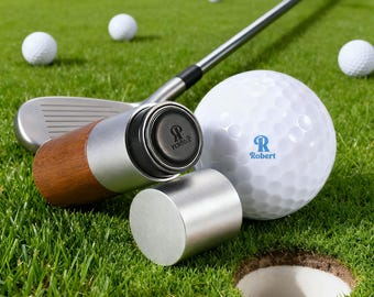 Wooden Golf Ball Marker Stamp | Name Logo Customization | Refillable Ink Golf Gift for Men