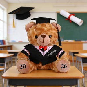 Custom 2026 Graduation Bear,Graduation Teddy Bear with Custom Name and Year, Class of 2026 Gift