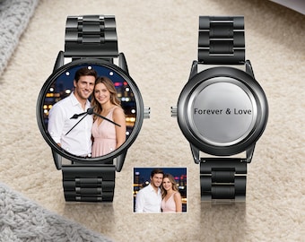 Custom Photo Wrist Watch | Personalized Stainless Steel Watches with Picture & Engraving | Gift for Him