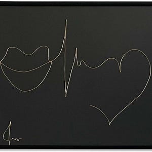 Golden Wire Wall Art - Smile Live and Love - Single Line Sculpture Handmade Artwork by Emilian - The Gift for any Occasion