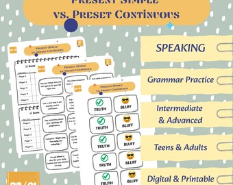 Truth or Bluff | Printable ESL Conversation & Grammar Game | Fluency Practice | B2–C1 | Advanced Learners | No Prep | Fun! | Teens - Adults