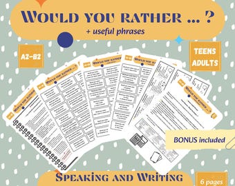 Would You Rather? Speaking Game for ESL / EFL Students | Conversation Cards A2–B2 | Printable Classroom Activity