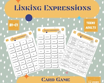 ESL Speaking & Writing Game | Printable Linking Words Cards B1–C1 | Debate Topics, Writing Task, Grammar Practice