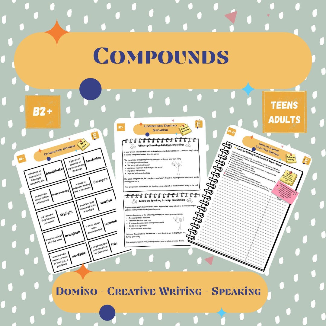 Compound Words Game Bundle | ESL/EFL Vocabulary Domino + Writing ...
