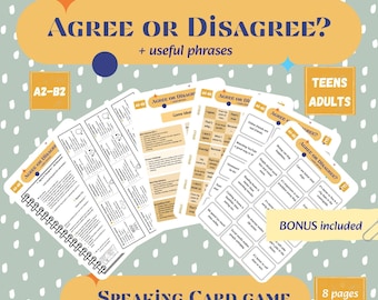 Agree or Disagree? ESL Speaking Game | 60 Printable Discussion Cards (A2–B2 Levels)