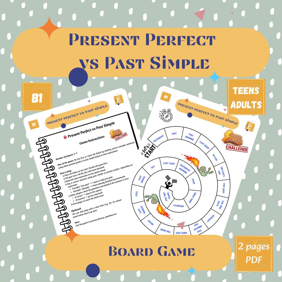 Grammar Board Game: Present Perfect Vs Past Simple | ESL/EFL Printable ...
