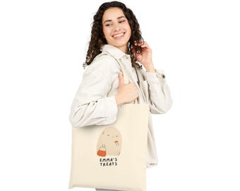 Personalized Halloween Tote Bag - Cute Ghost Trick or Treat Bag, Custom Name Candy Bag, Reusable Canvas Tote, Eco-Friendly Gift Bag,