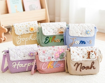 Personalized Kids Crossbody Bag: Toddler Purse with Name, Custom Children's Shoulder Bag, Little Girl Handmade Bag