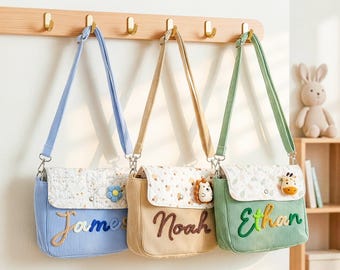 Personalized Boys Crossbody Bag, Adjustable Strap Custom Name Toddler Purse,Little Boy Gift, Kids outdoor bag