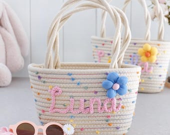 Personalized Flower Girl Woven Basket – Boho Basket for Proposal, Wedding & Keepsake