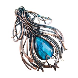 Labradorite Pendant Copper Wire Wrapped Pendant Gemstone Jewelry Copper Wire Pendant Handmade Pendant Labradorite Wire Wrapped Jewelry