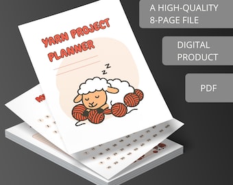 Knitting Project Planner PDF, Yarn Tracker & Sheep Design, Printable Knitting Organizer, Digital Download