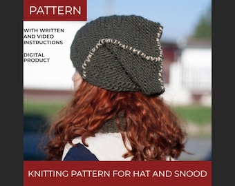 Knitting Pattern for Hat and Snood • Step-by-Step Guide with Video Tutorials