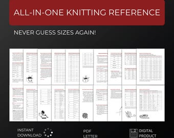 Knitting and Crochet Reference Guide – Digital Charts and Cheat Sheets PDF