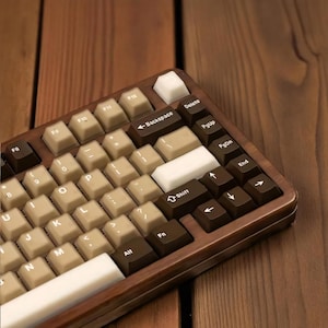Keycap Set Translucides Café 164 Touches – Double-Shot PBT Profil Cherry, Compatible 60-95 % Claviers Mécaniques