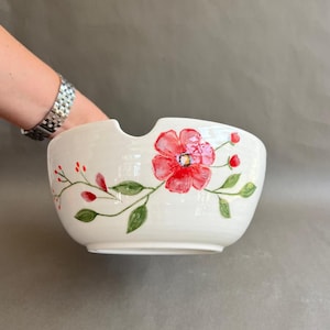 Ceramic Ramen with chopstick - Ceramic Noodle Bowl – Floral Design – 19×8.5 cm – Unique Pottery Gift - Wheel-thrown bowl - pasta bowl,