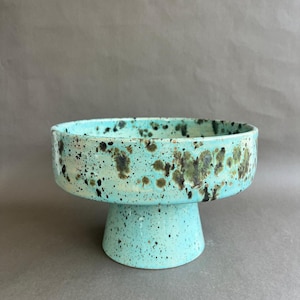 Handgetöpferte Keramikschale – 20×13 cm – Türkise Kristallglasur – Dekorativ & Funktional Einzigartig – Dessertschale