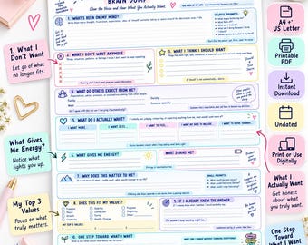 What Do I Really Want? Brain Dump Printable, Self Reflection Worksheet, Life Clarity & Personal Growth PDF
