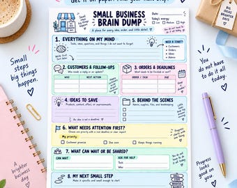 Small Business Brain Dump Printable, Customer Follow Up and Order Organizer, Business Task Worksheet, A4 & US Letter PDF