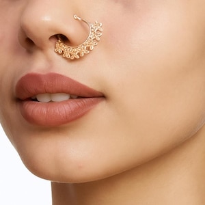 Nose Ring- Indian Nose Ring- Gold Nose Ring Hoop- Septum- Boho Statement Ring- Gift for Her- Nose hoop- Nose Pin-  No Piercing Nose Ring