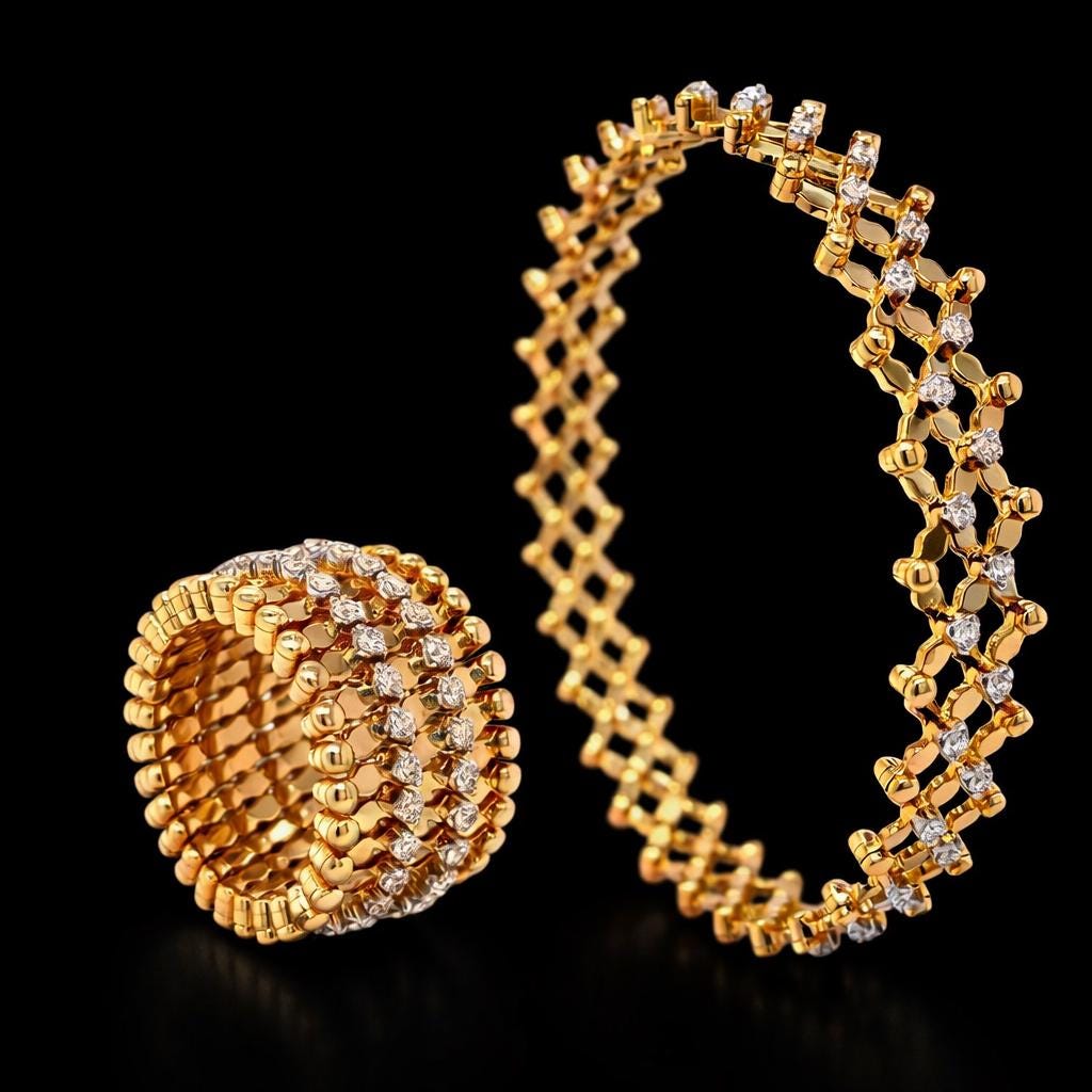 Gold Plated Convertible Ring Bracelet, Magic Jewelry
