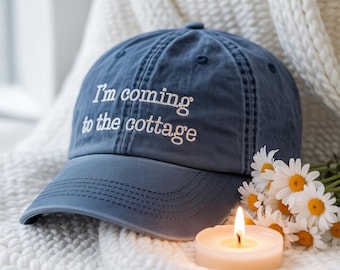 I'm Coming To The Cottage Hat, Cottagecore Embroidered Cap, Vintage Washed Dad Hat, Cozy Aesthetic Hat, Nature Lover Gift